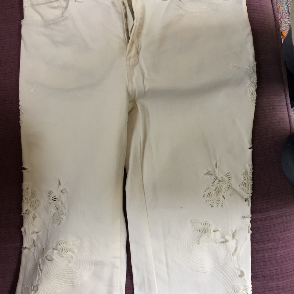 Robert Cavalli Vintage  New White embroidered jeans